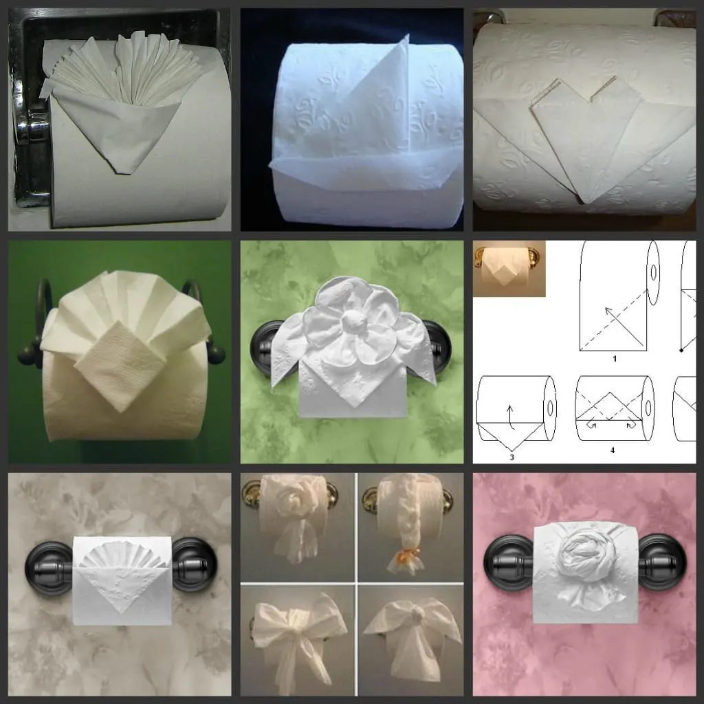 Collage of toilet paper art