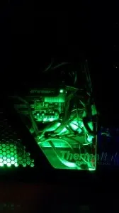 Green computer lights. 
