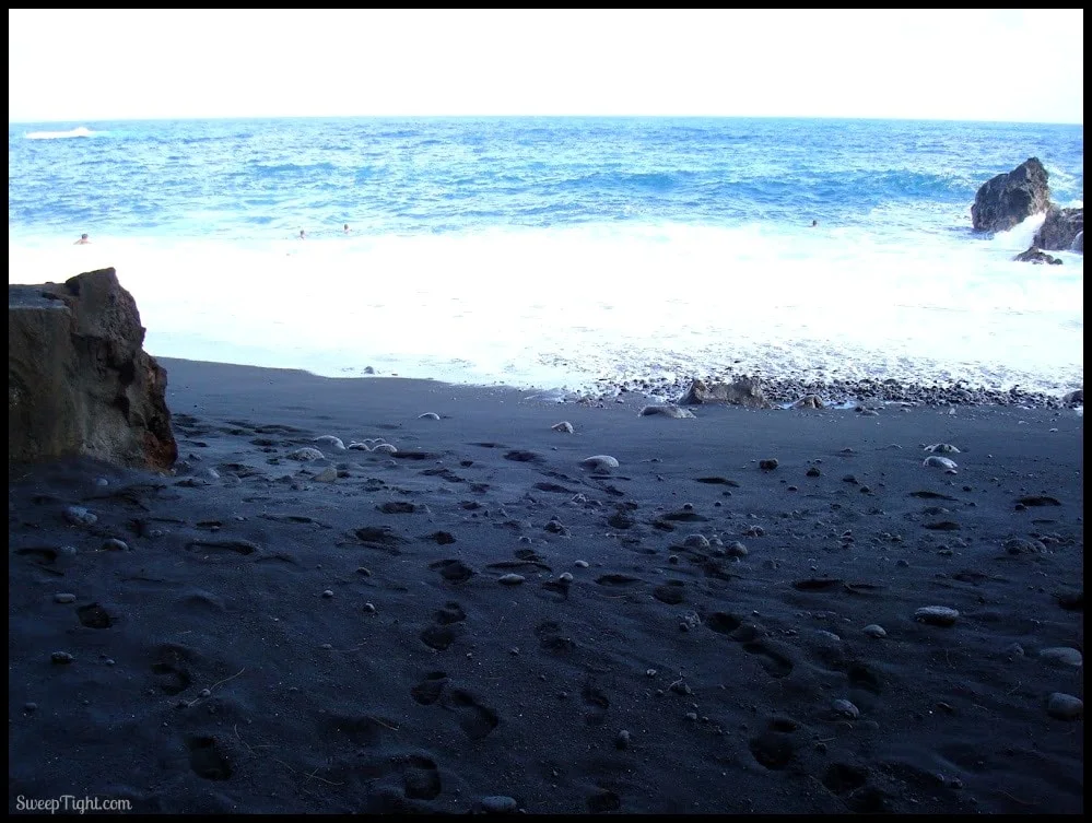 black sand beach