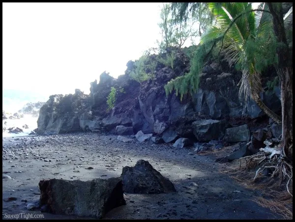 black sand beach