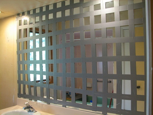 duct tape grid on mirror