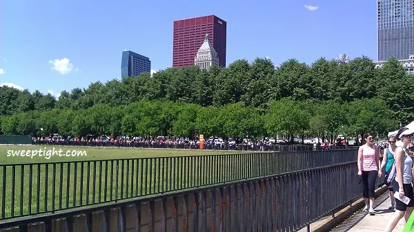 line for Workout in the Park Chicago