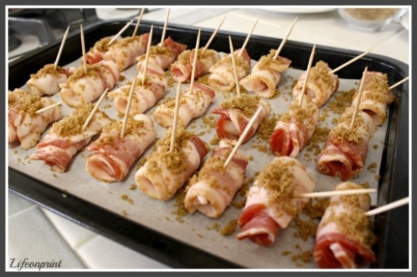 Bacon wrapped water chesnuts