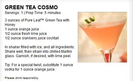 Summer entertaining green tea cosmo