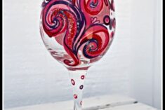 girls night hand painted wine glass