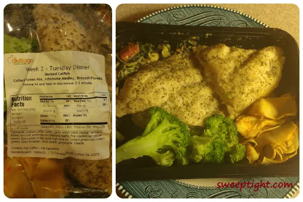 diet-to-go-fish Diet-To-Go catfish dinner health food.