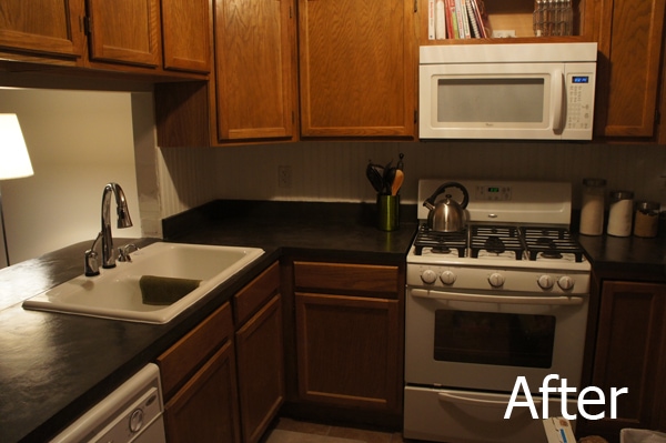 Picture of kitchen after using the Encore countertop refinishing system. 