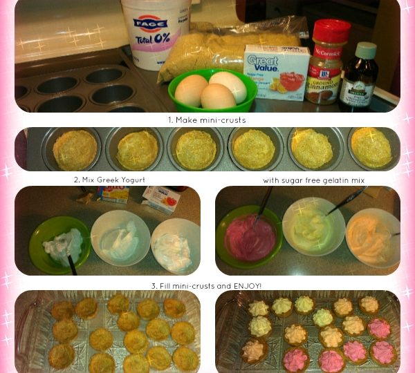 Steps to make Greek yogurt tarts. 