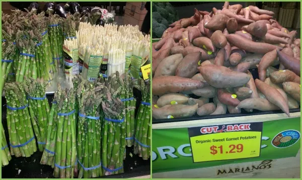 Asparagus and sweet potatoes at Mariano's. 