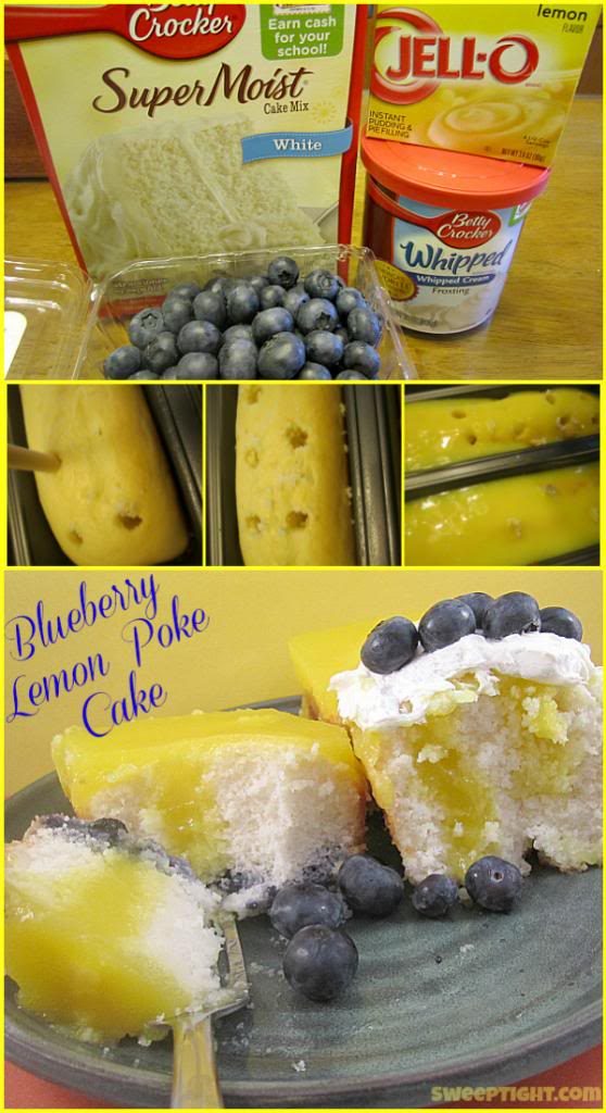 Poke Cake Recipe with Lemon and Blueberries from Mariano's.