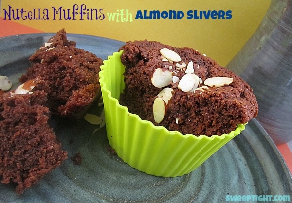 Nutella Muffins with Almond Slivers