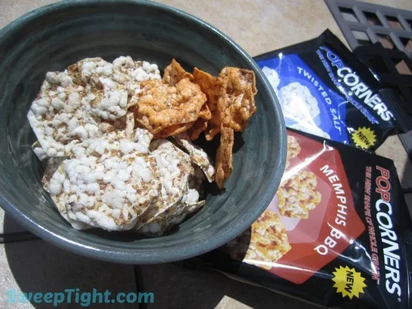 Popcorners in a bowl and in the bags. 