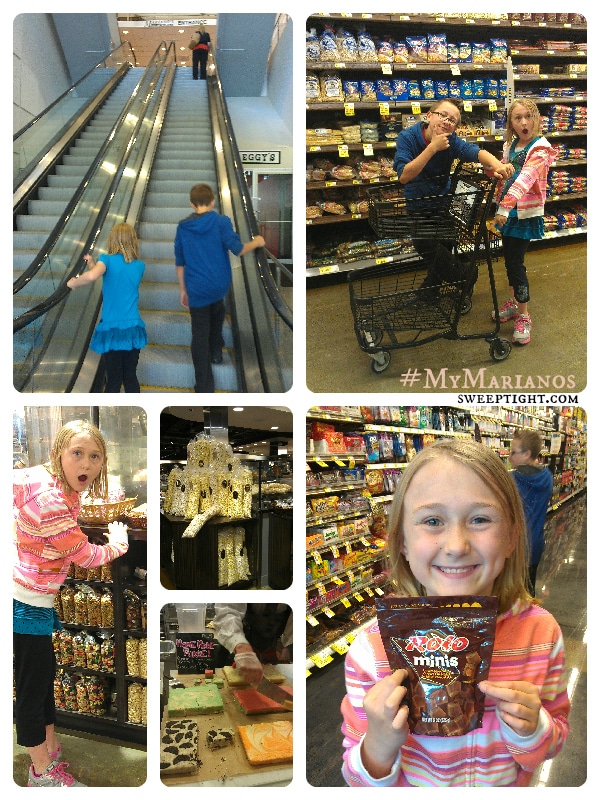 Kids shopping and admiring all the sweets at Mariano's. 