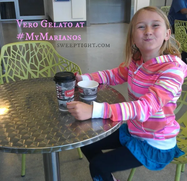 Chesney loving her gelato at Mariano's. 