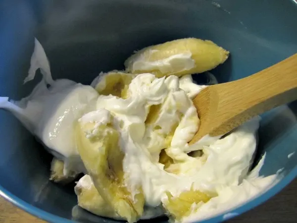 mash bananas and greek yogurt