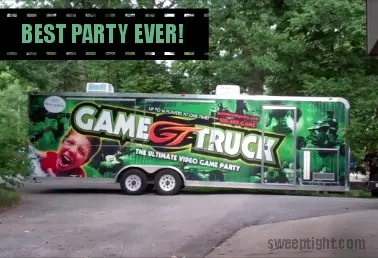GameTruck trailer on the driveway. 