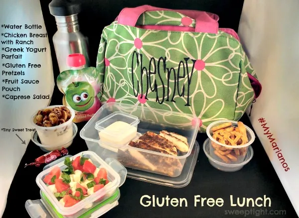 Gluten Free Kids Lunch in Chesney's cute lunch tote. 