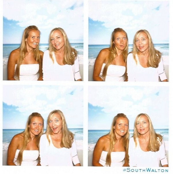 Shelley and Jen in a beach photo booth. 