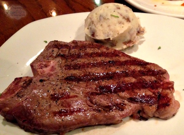 Steak on a plate at Outback Steakhouse. 