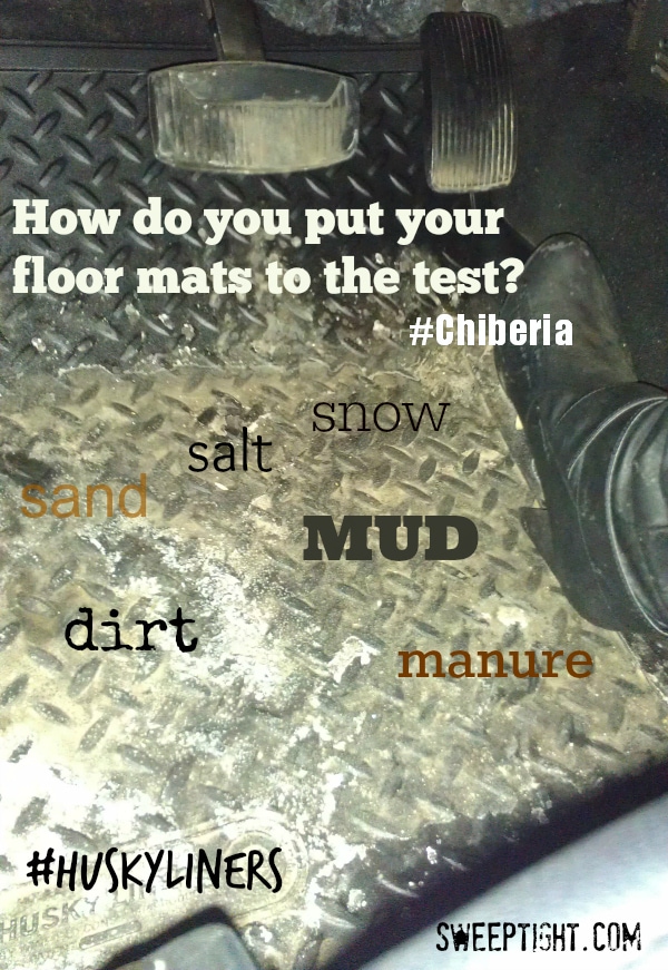 Dirty floor mat in a truck. 