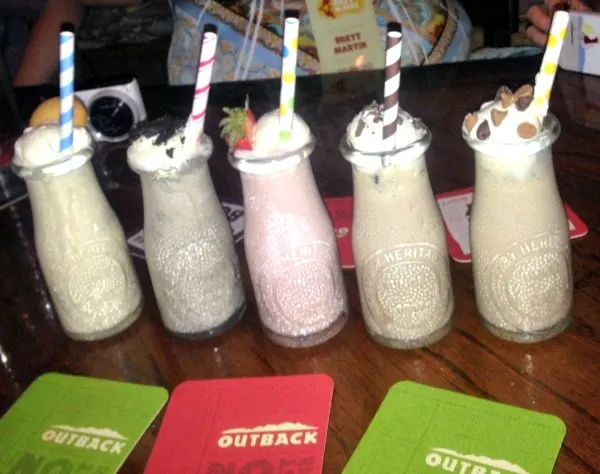 5 mini milkshakes from Outback Steakhouse. 