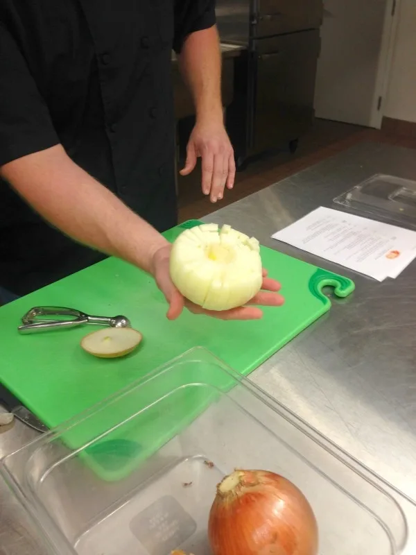 Making a Bloomin' Onion at Outback. 