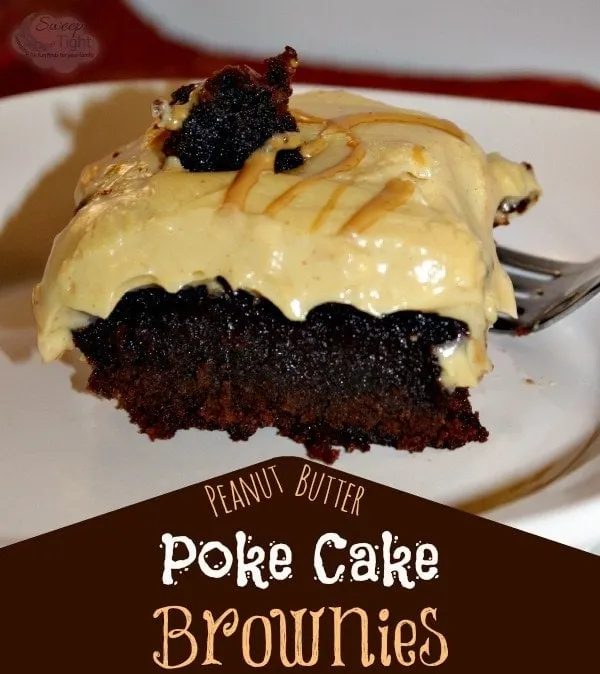 Peanut Butter Poke Cake Brownies Recipe #CookingUpGood