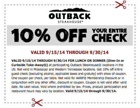 Outback Family Moments and 10% off Coupon