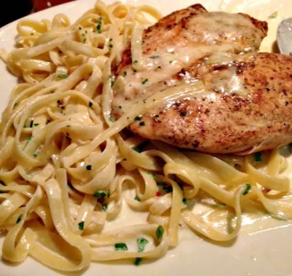 Pasta and chicken at Outback. 