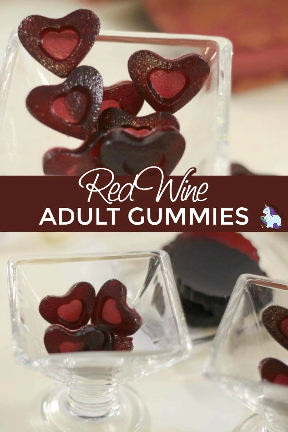 heart gummies in decorative dishes