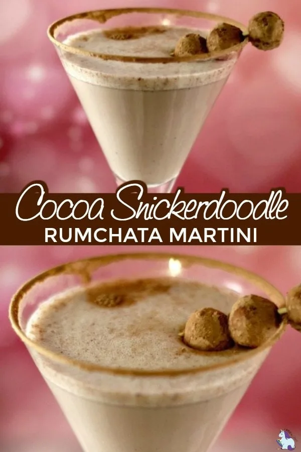 Snickerdoodle martini in a glass with truffle garnish