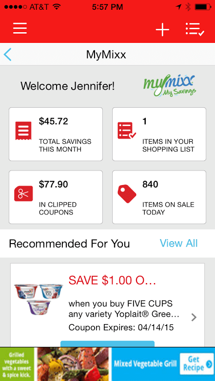 MyMixx App shows my savings