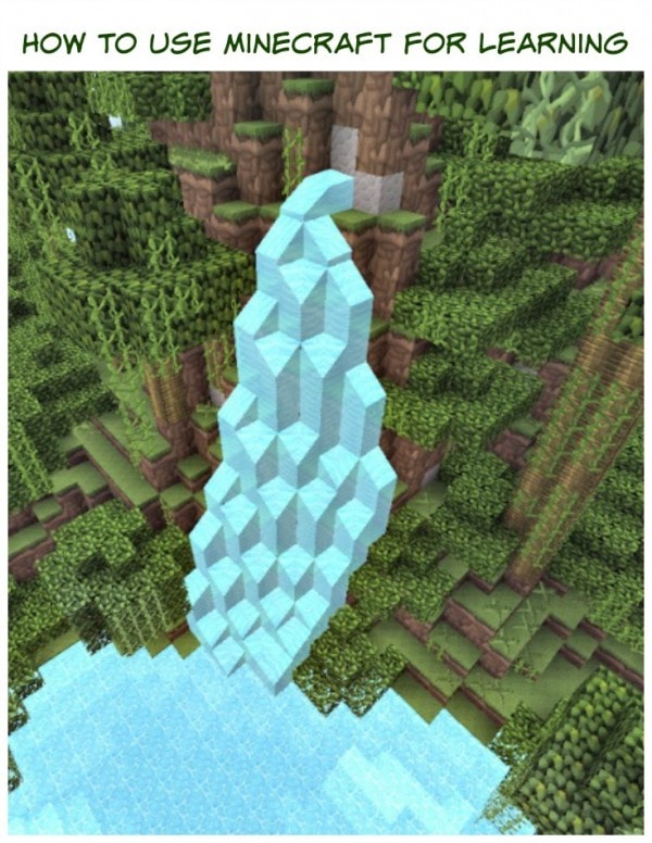A Minecraft waterfall. 