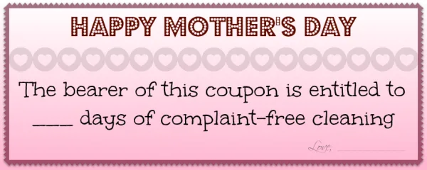 Printable Mother's Day Cleaning Coupon