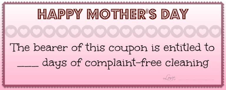Printable Mother's Day Cleaning Coupon