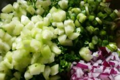Delicious and fresh heart healthy tabouli salad with quinoa and sprouts
