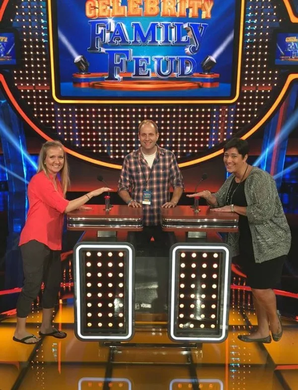 Shelley, Marshall, and Tara on the set of Family Feud. 