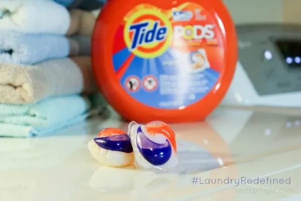 Tide Pods on top of the washing machine. 