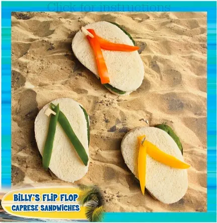 Flip Flop sandwiches for a beach theme party. 