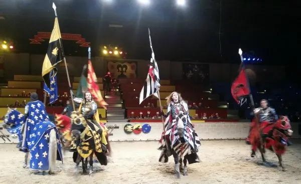 Knights on horses at Medieval Times.