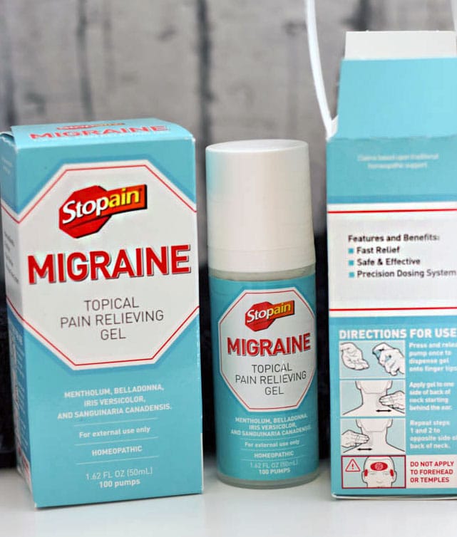 Stopain migraine gel in the box and bottel. 