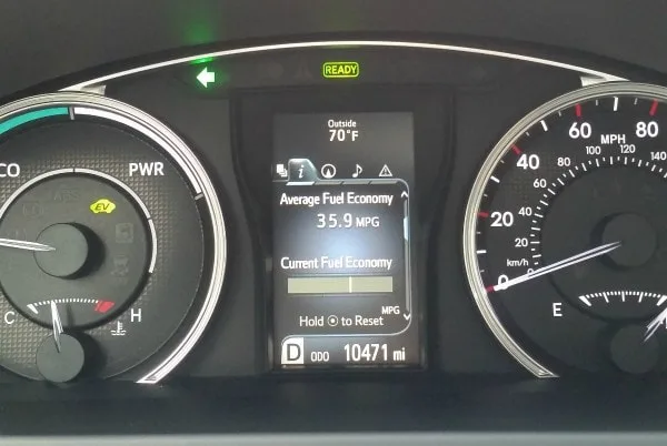 Toyota Camry Hybrid Car 2015 Gauges.