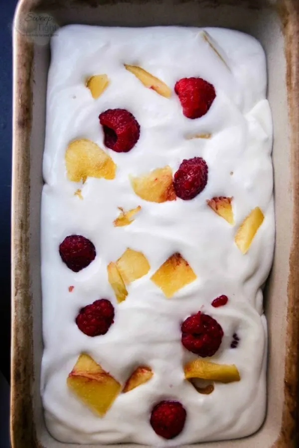 Raspberry and Peach No Churn Ice Cream Recipe