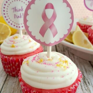 Strawberry Cupcakes Recipe with Think Pink Printables