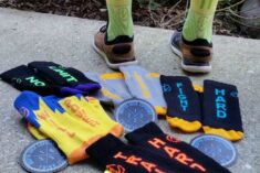 LOVE all these tall colorful socks with inspirational sayings on them! #InspyrSocks