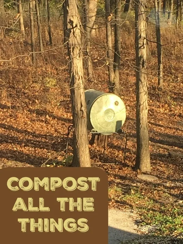 A composter in the woods. 