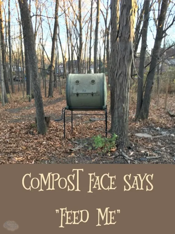 Compost face says "feed me"