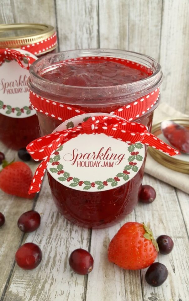 Sparkling Holiday Strawberry Jam Recipe with Printables | A Magical Mess