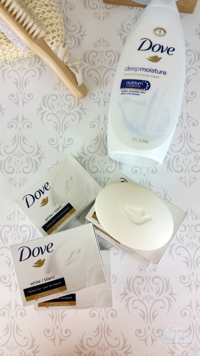 Dove body wash and bar soap. 