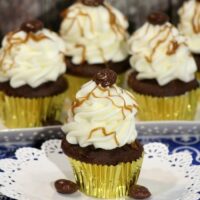 Chocolate Cupcakes with Salted Caramel Frosting.